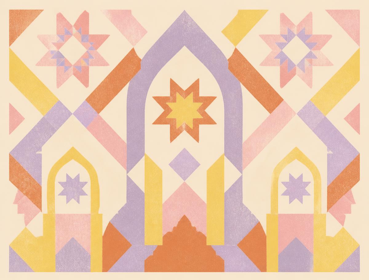 Abstract geometric artwork inspired by Afghan textile patterns